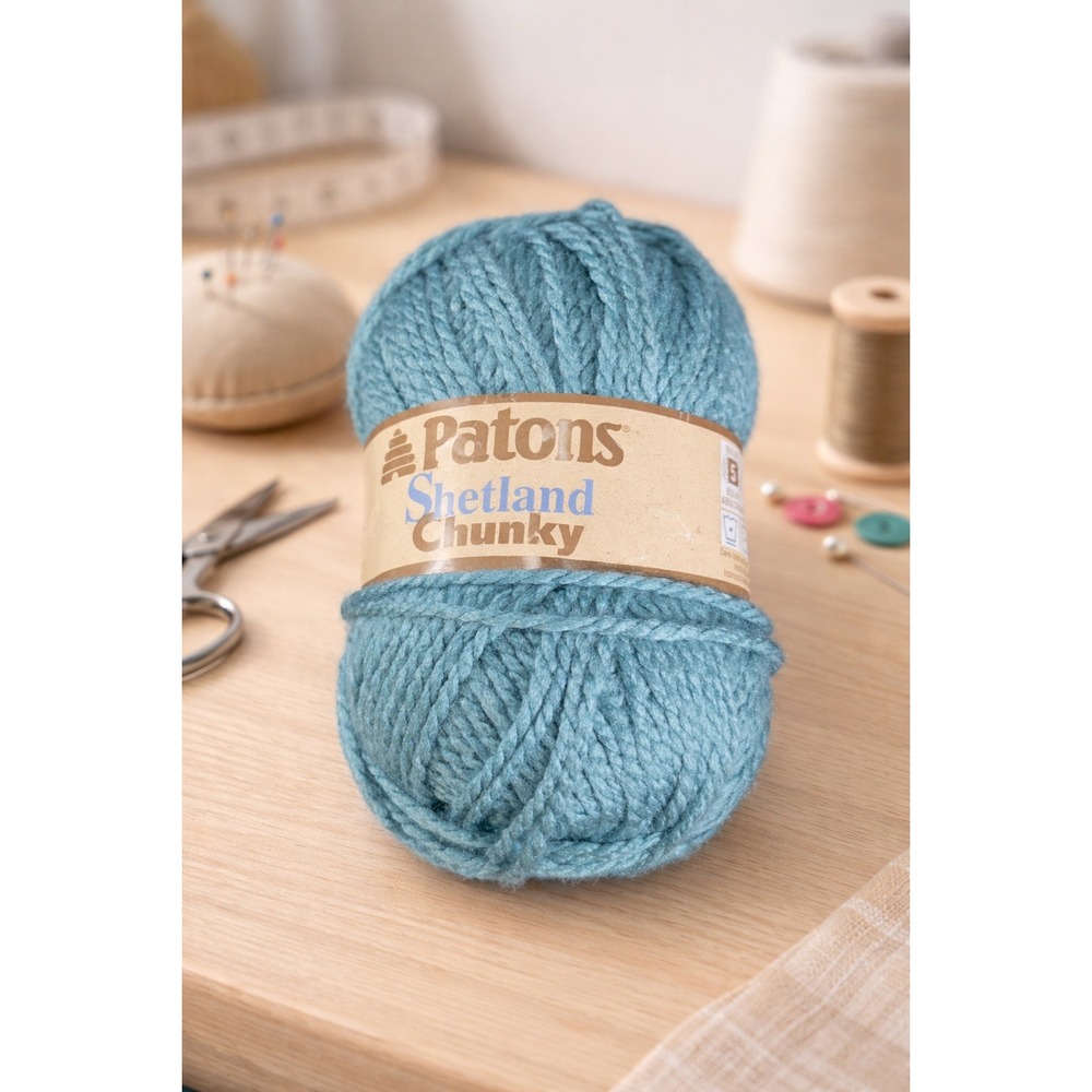 Patons Shetland Chunky Yarn Soft Teal 100g Wool Acrylic Blend Skein